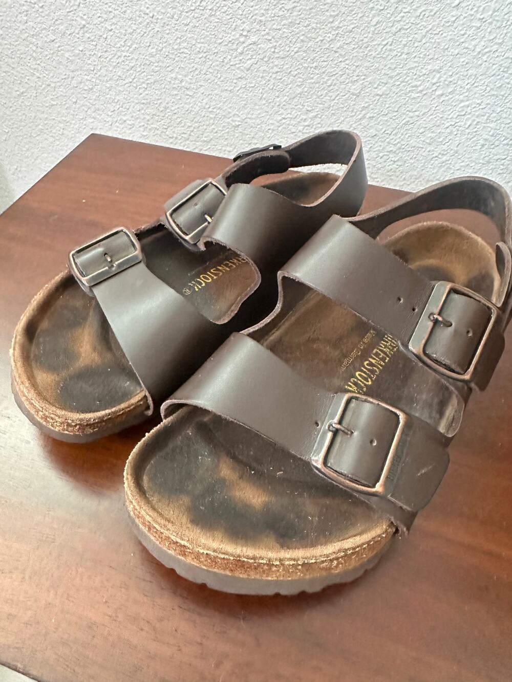 Birkenstock Milano Leather Sandals 38 Brown 3 Strap Backstrap Made Germany